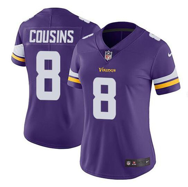 Women's Minnesota Vikings #8 Kirk Cousins Purple Vapor Untouchable Limited Stitched NFL Jersey(Run Small)